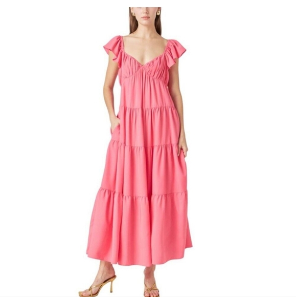 English Factory Dresses & Skirts - English Factory Ruffle Sleeve Maxi Dress Small  S/M
